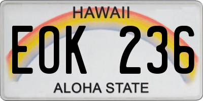 HI license plate EOK236