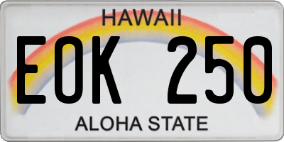 HI license plate EOK250