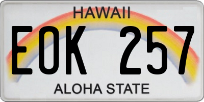 HI license plate EOK257