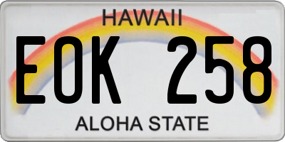 HI license plate EOK258