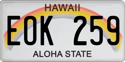 HI license plate EOK259