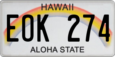 HI license plate EOK274