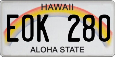 HI license plate EOK280