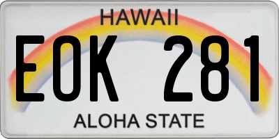HI license plate EOK281