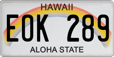 HI license plate EOK289