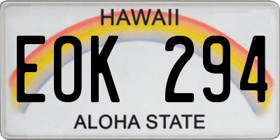 HI license plate EOK294