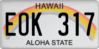 HI license plate EOK317