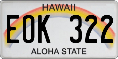 HI license plate EOK322