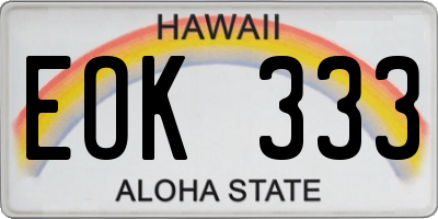HI license plate EOK333
