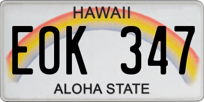 HI license plate EOK347