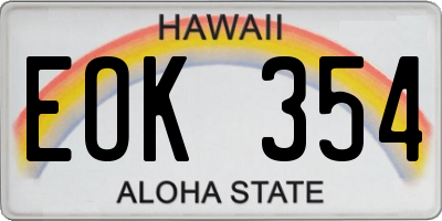 HI license plate EOK354