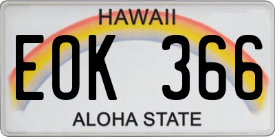 HI license plate EOK366
