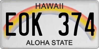 HI license plate EOK374