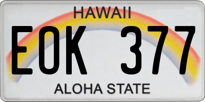 HI license plate EOK377