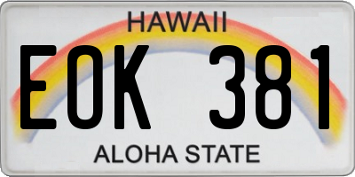 HI license plate EOK381