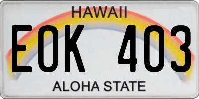 HI license plate EOK403