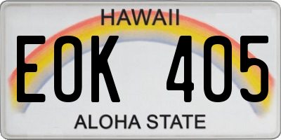 HI license plate EOK405