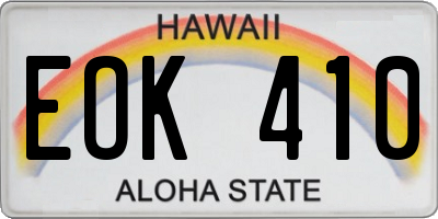 HI license plate EOK410