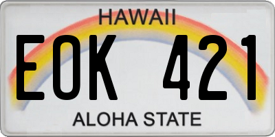 HI license plate EOK421