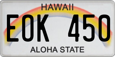 HI license plate EOK450