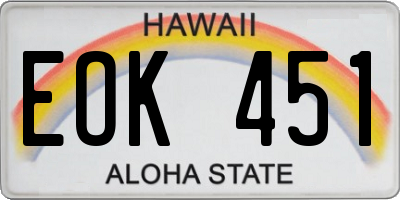 HI license plate EOK451