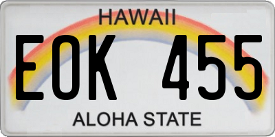 HI license plate EOK455