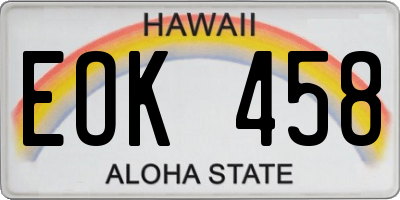 HI license plate EOK458