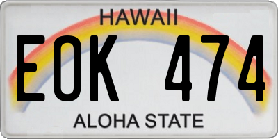 HI license plate EOK474