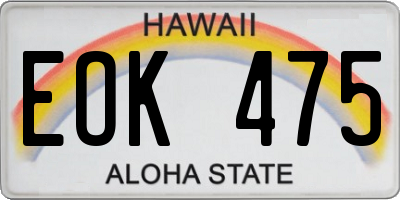 HI license plate EOK475