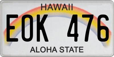 HI license plate EOK476