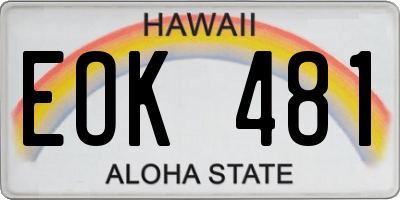 HI license plate EOK481