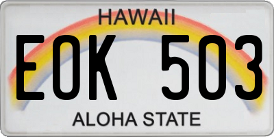 HI license plate EOK503