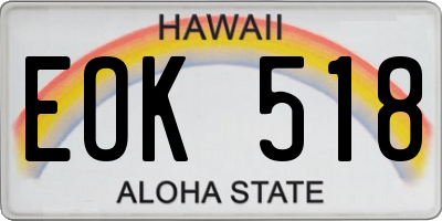 HI license plate EOK518
