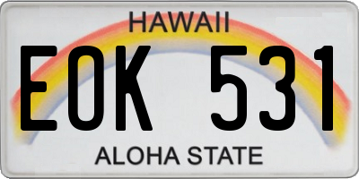 HI license plate EOK531