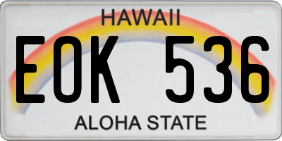 HI license plate EOK536