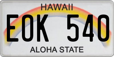 HI license plate EOK540