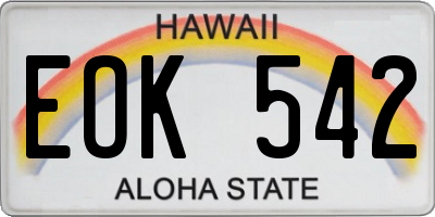 HI license plate EOK542