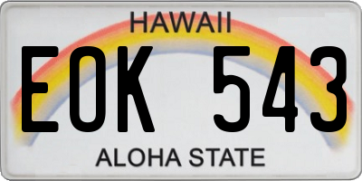 HI license plate EOK543