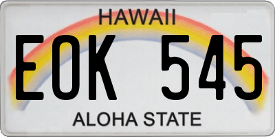 HI license plate EOK545