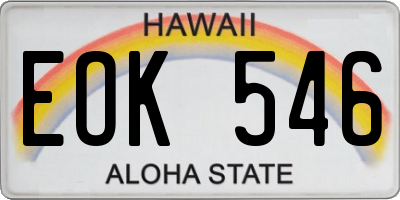 HI license plate EOK546