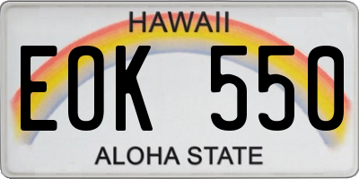 HI license plate EOK550