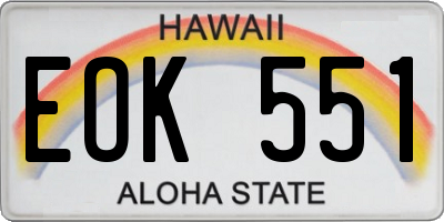 HI license plate EOK551