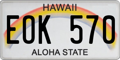 HI license plate EOK570
