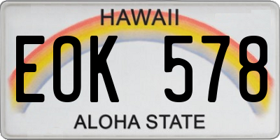 HI license plate EOK578