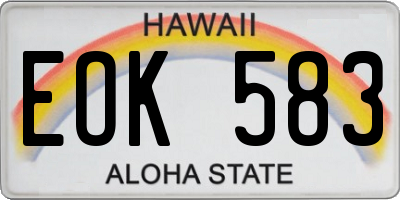 HI license plate EOK583