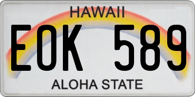 HI license plate EOK589