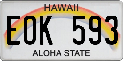 HI license plate EOK593