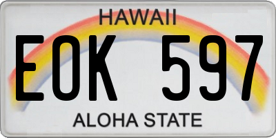 HI license plate EOK597