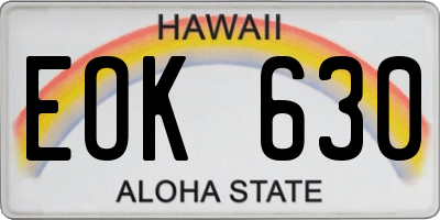 HI license plate EOK630