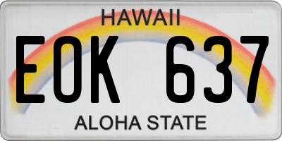 HI license plate EOK637